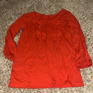 Red XS shirt with ruffle detail on front